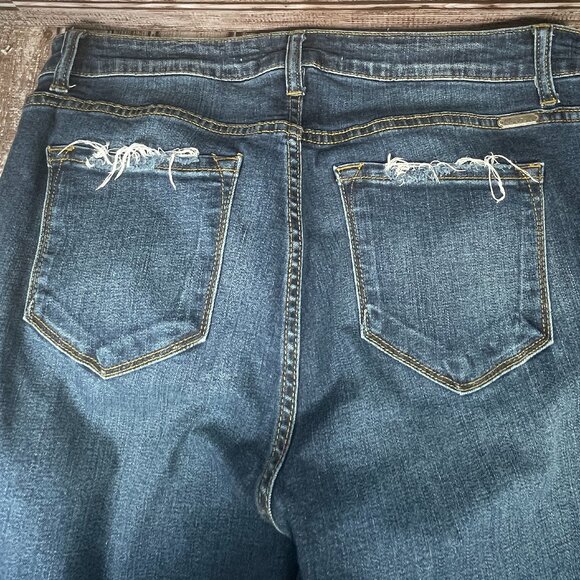 KanCan Dark Blue Skinny Jeans with Distressed Hem - Picture 4 of 7